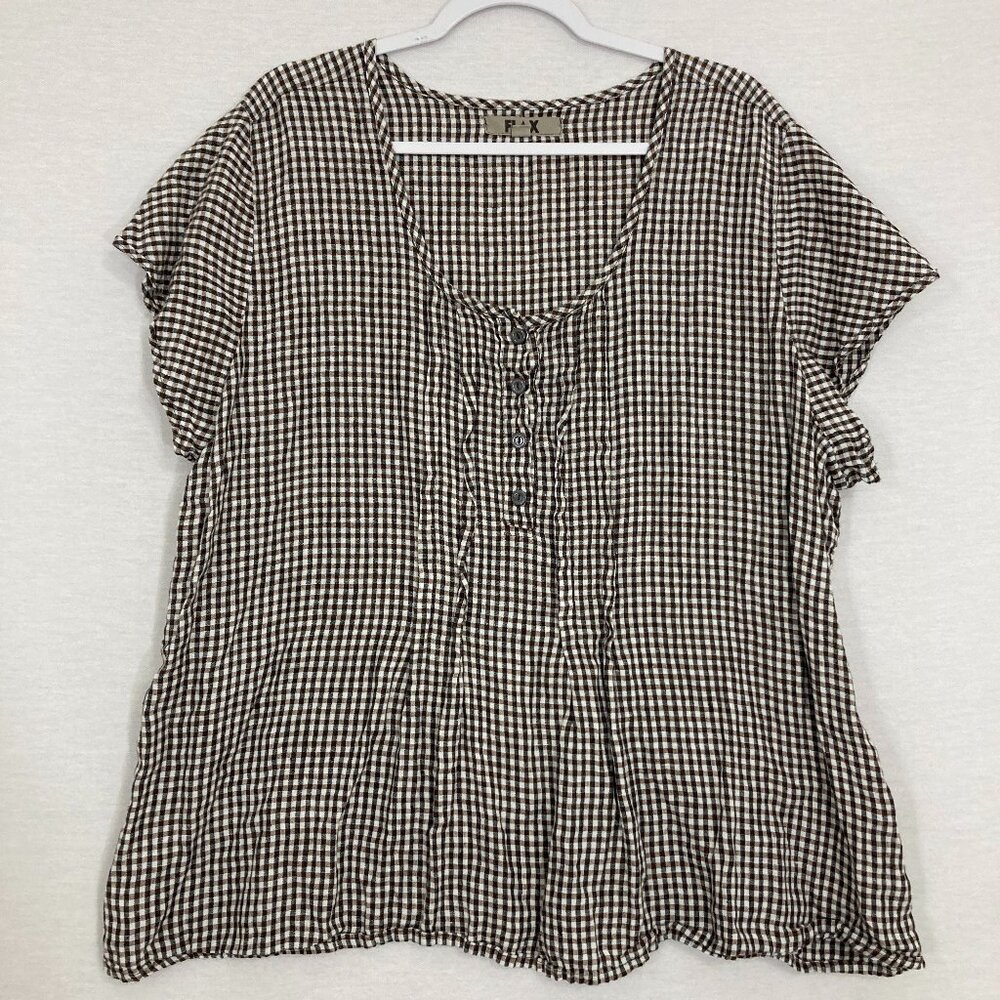 Flax Monochrome Gingham Blouse